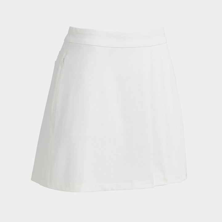 G/FORE WOMEN'S LUXE SIDE PLEAT 4 WAY STRETCH TWILL SKORT - SNOW