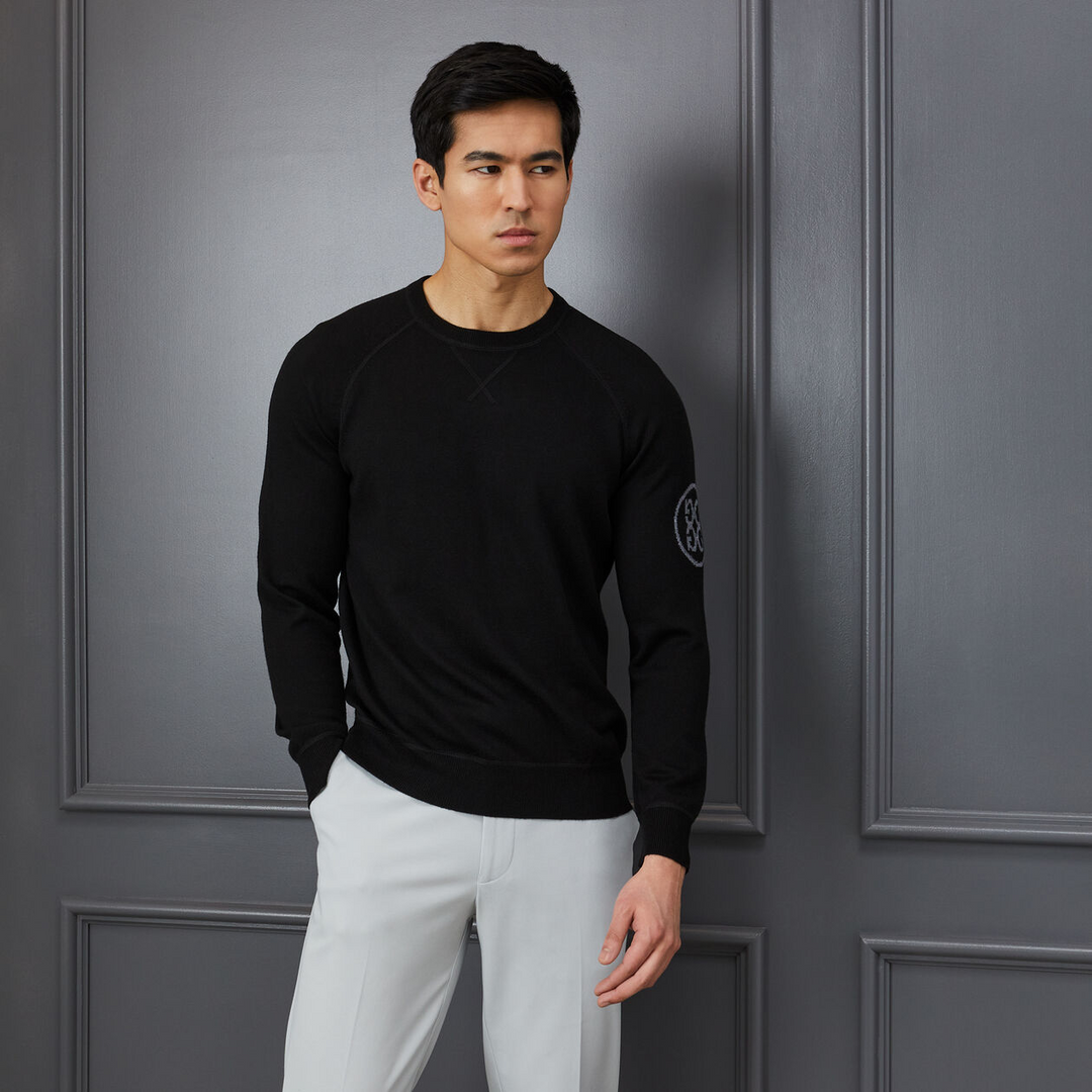 G/FORE MEN'S MERINO WOOL CREWNECK SWEATER - ONYX