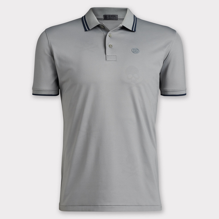 G/FORE MEN'S LTD EDITION SKULL & T'S DEBOSSED TECH JERSEY POLO - MONUMENT