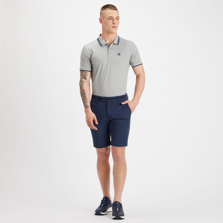 G/FORE MEN'S LTD EDITION SKULL & T'S DEBOSSED TECH JERSEY POLO - MONUMENT