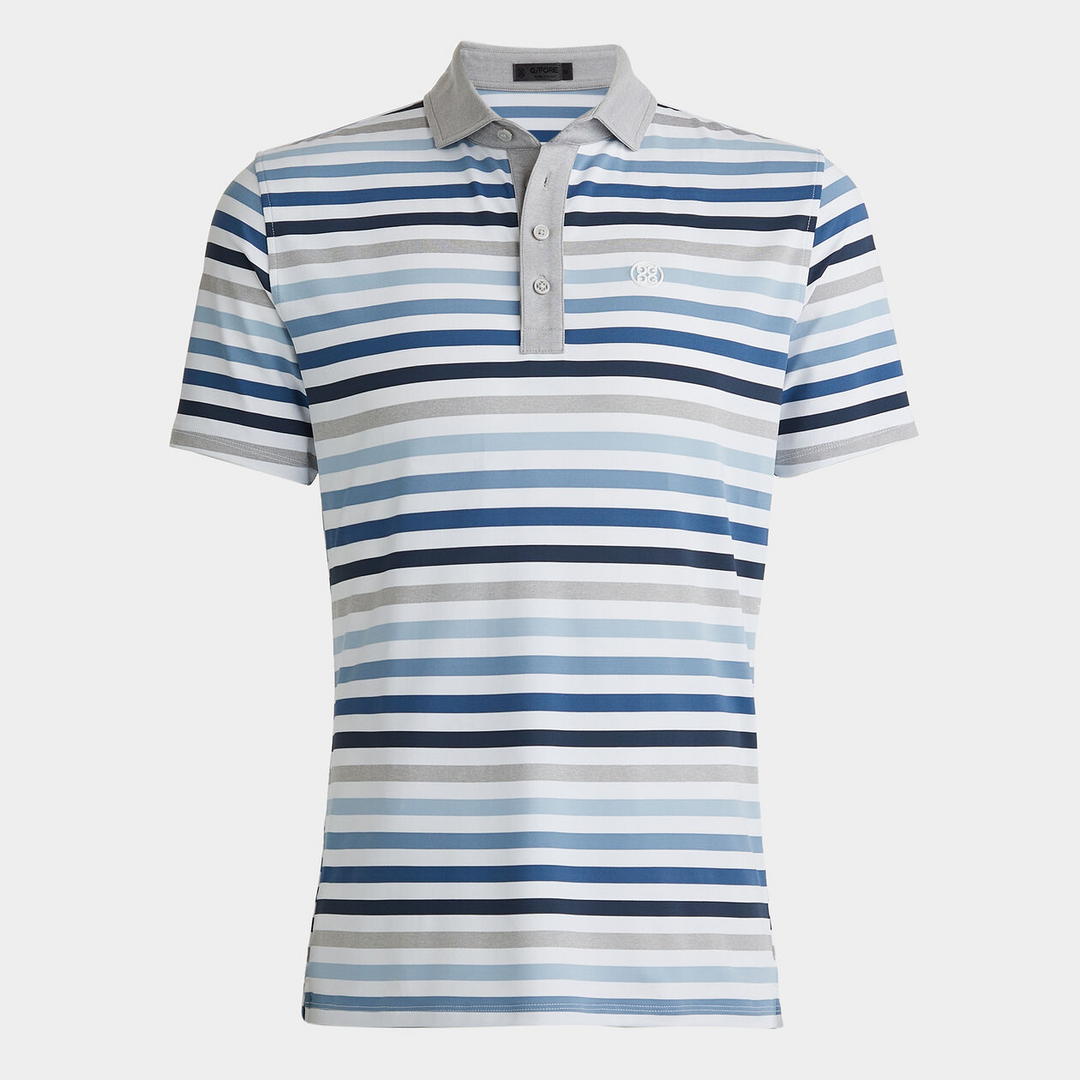 G/FORE MEN'S FAVOURITE STRIPE TECH JERSEY TAILORED FIT POLO - SNOW