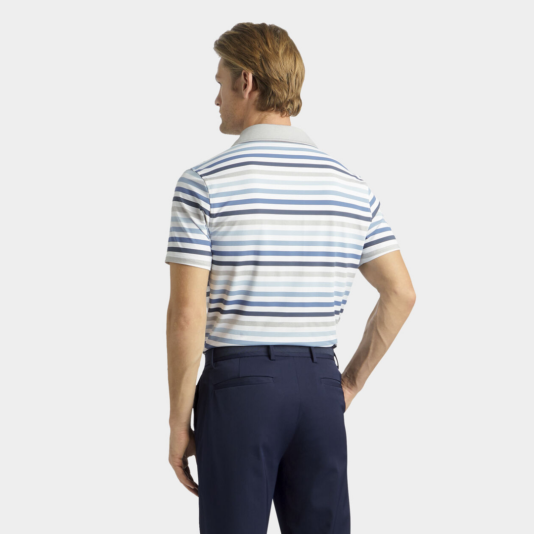 G/FORE MEN'S FAVOURITE STRIPE TECH JERSEY TAILORED FIT POLO - SNOW