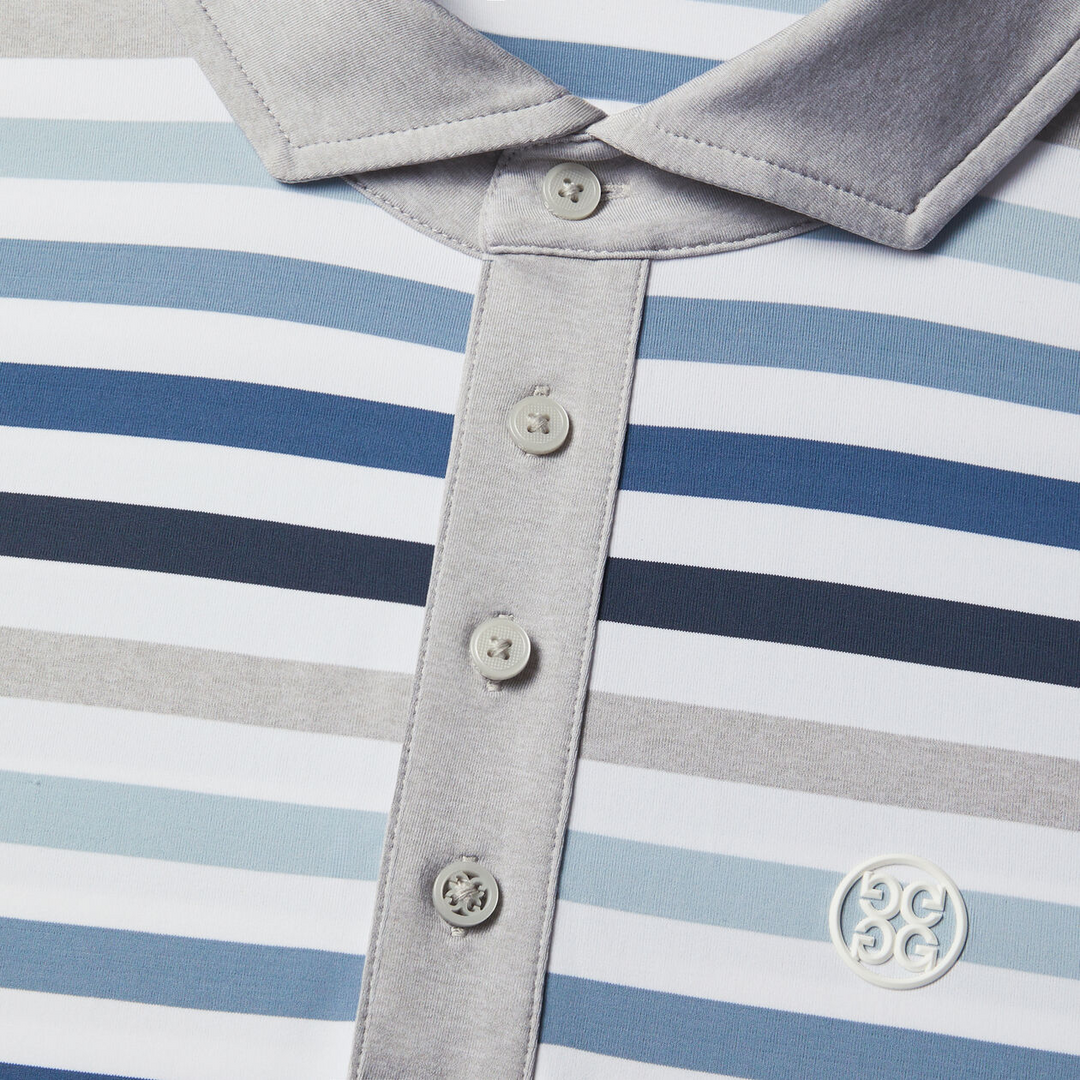 G/FORE MEN'S FAVOURITE STRIPE TECH JERSEY TAILORED FIT POLO - SNOW