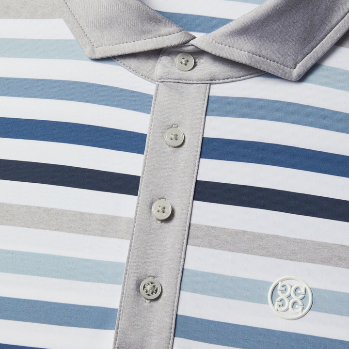 G/FORE MEN'S FAVOURITE STRIPE TECH JERSEY TAILORED FIT POLO - SNOW