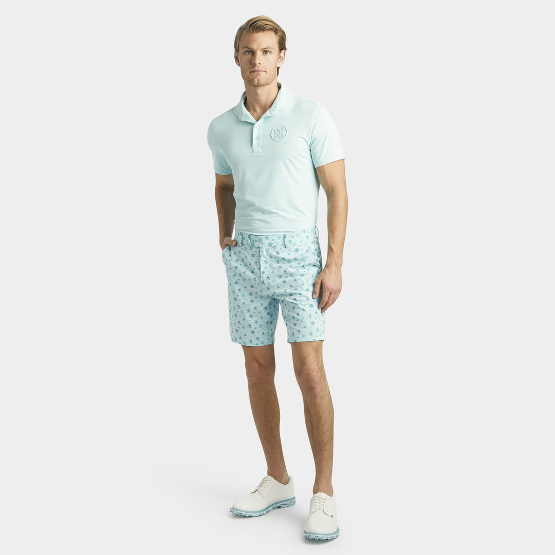 G/Fore Mens Embossed Circle G's Tech Jersey Modern Spread Collar Polo - SEAGLASS - Golf Anything Canada