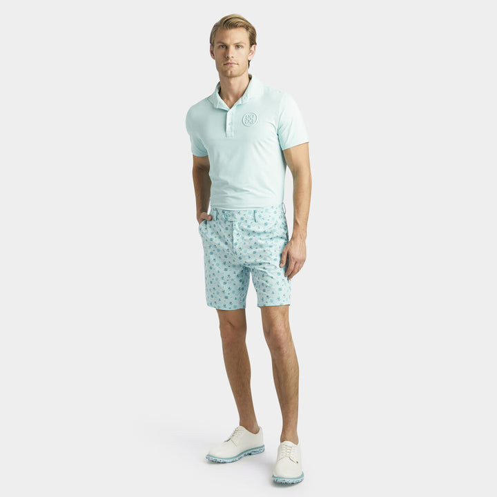 G/Fore Mens Embossed Circle G's Tech Jersey Modern Spread Collar Polo - SEAGLASS - Golf Anything Canada