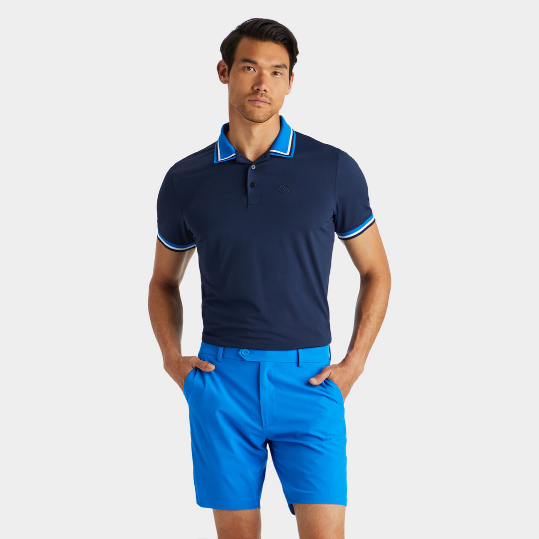 G/FORE MEN'S TUX TECH JERSEY BANDED SLEEVE POLO - TWILIGHT