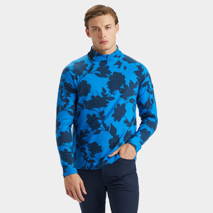 G/Fore Mens Tonal Floral Luxe Quarter Zip Mid Layer - RACER