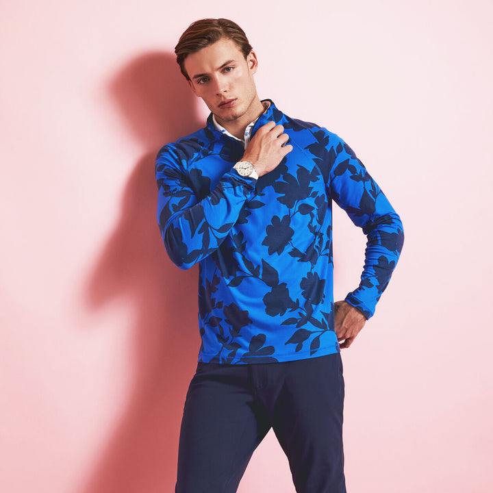 G/Fore Mens Tonal Floral Luxe Quarter Zip Mid Layer - RACER