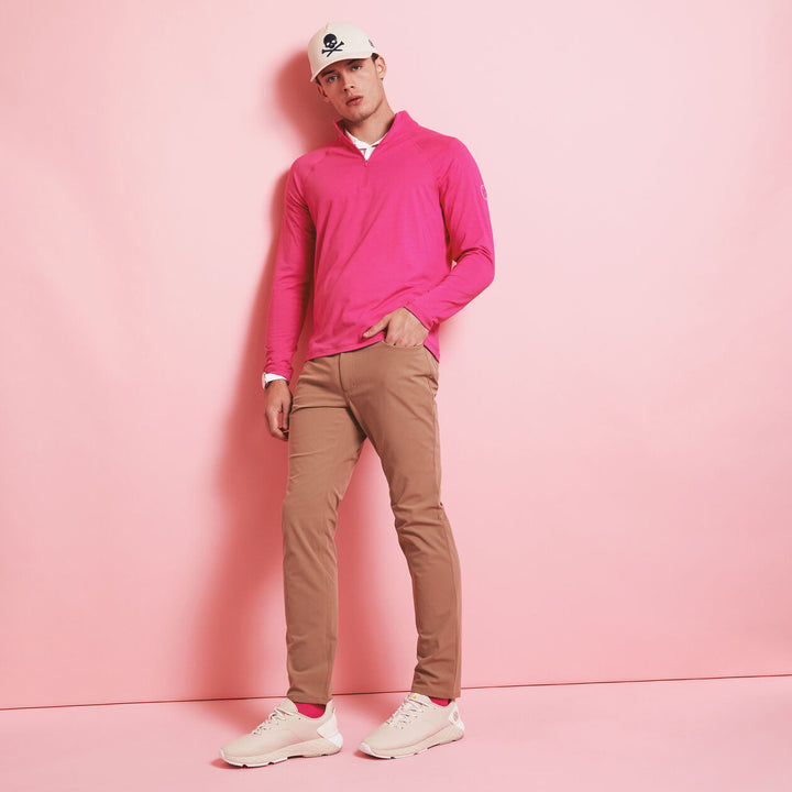 G/Fore Mens Luxe Quarter Zip Mid Layer - DAY GLOW PINK