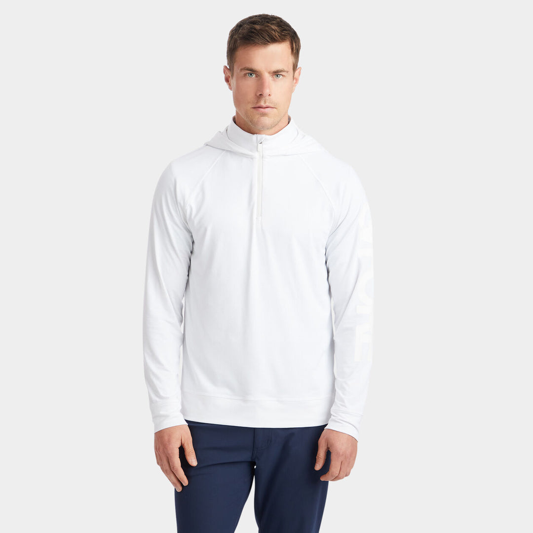 G/FORE MEN'S LUXE QUARTER ZIP MID LAYER HOODIE - SNOW
