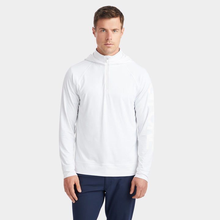 G/FORE MEN'S LUXE QUARTER ZIP MID LAYER HOODIE - SNOW