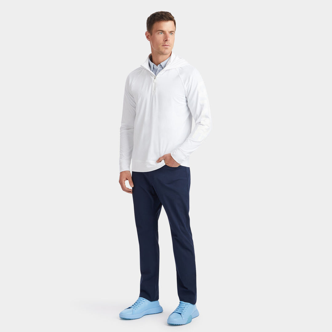 G/FORE MEN'S LUXE QUARTER ZIP MID LAYER HOODIE - SNOW