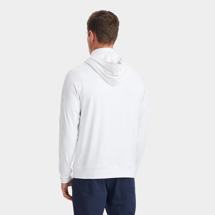G/FORE MEN'S LUXE QUARTER ZIP MID LAYER HOODIE - SNOW