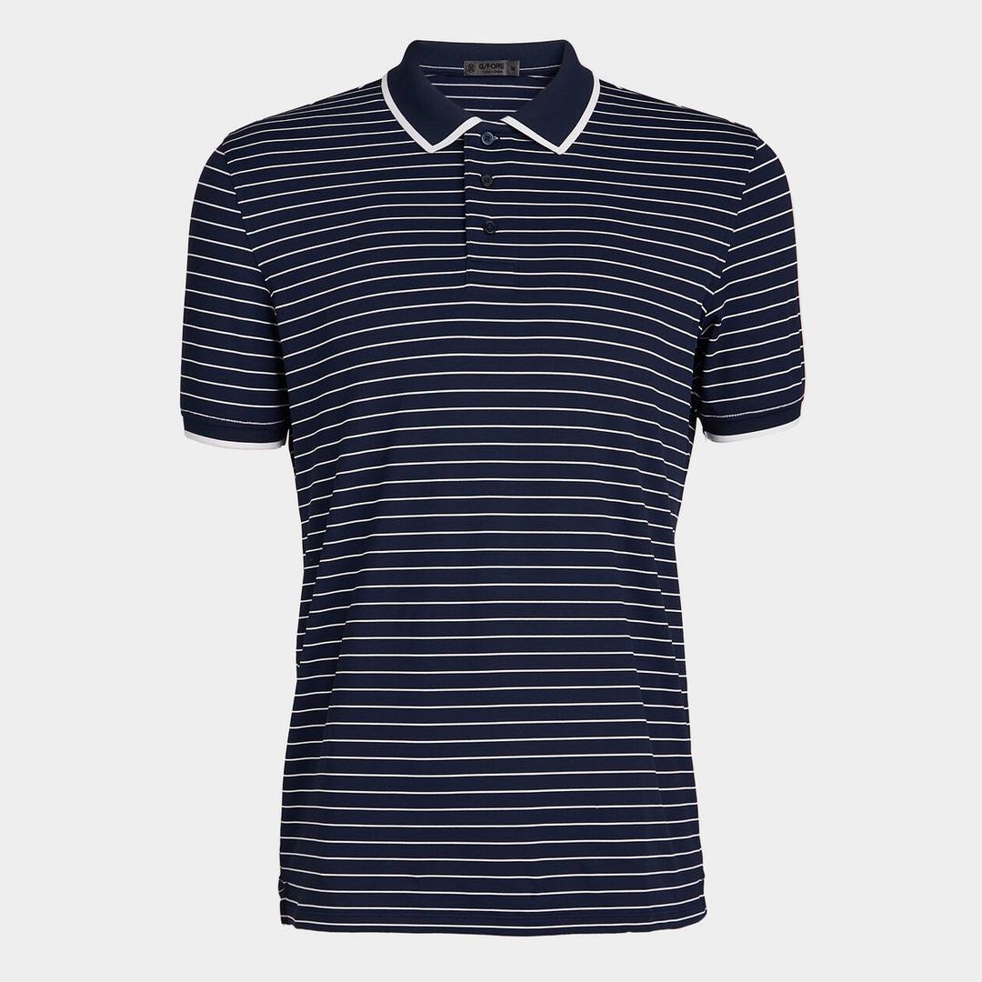 G/FORE MEN'S FINE LINE BANDED SLEEVE TECH PIQUÉ POLO - TWILIGHT