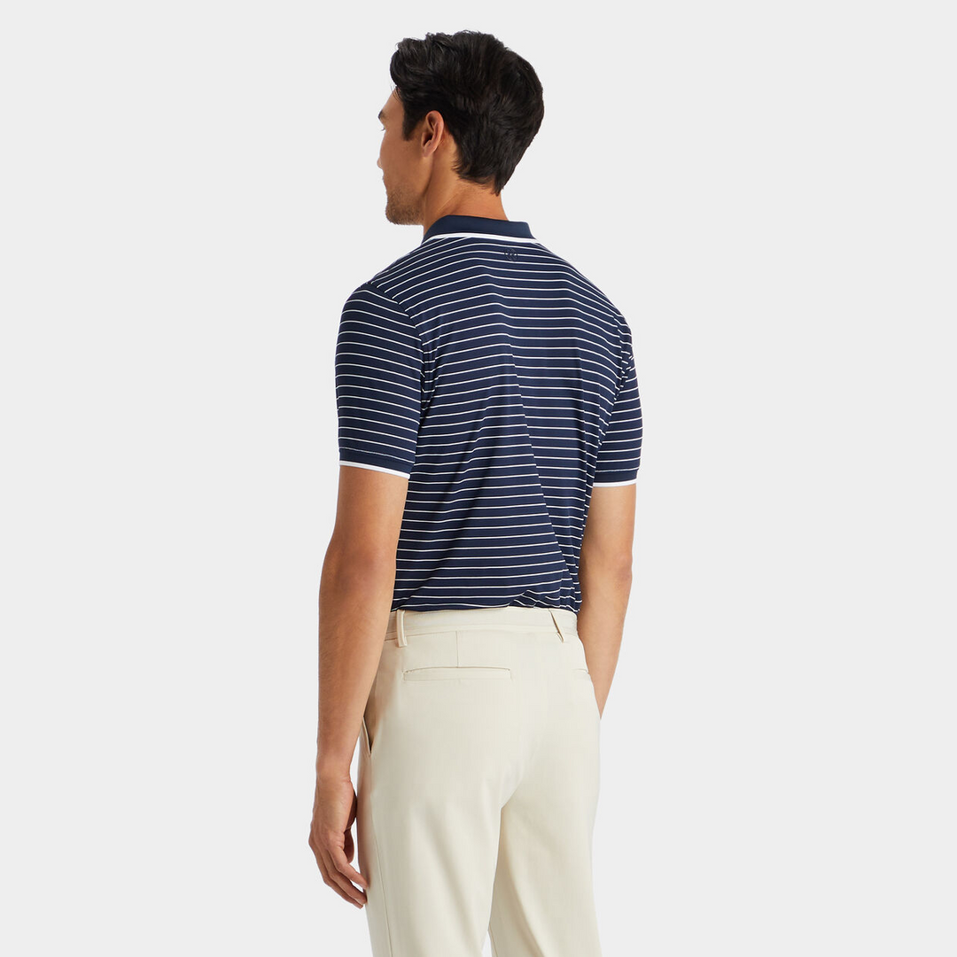 G/FORE MEN'S FINE LINE BANDED SLEEVE TECH PIQUÉ POLO - TWILIGHT