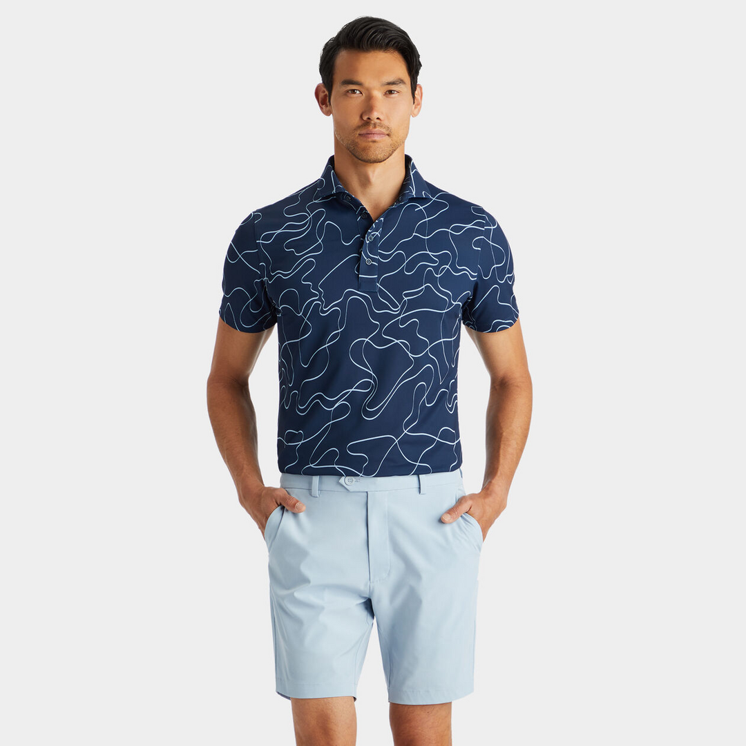 G/FORE MEN'S PENCIL TECH PIQUE MODERN SPREAD COLLAR - INK