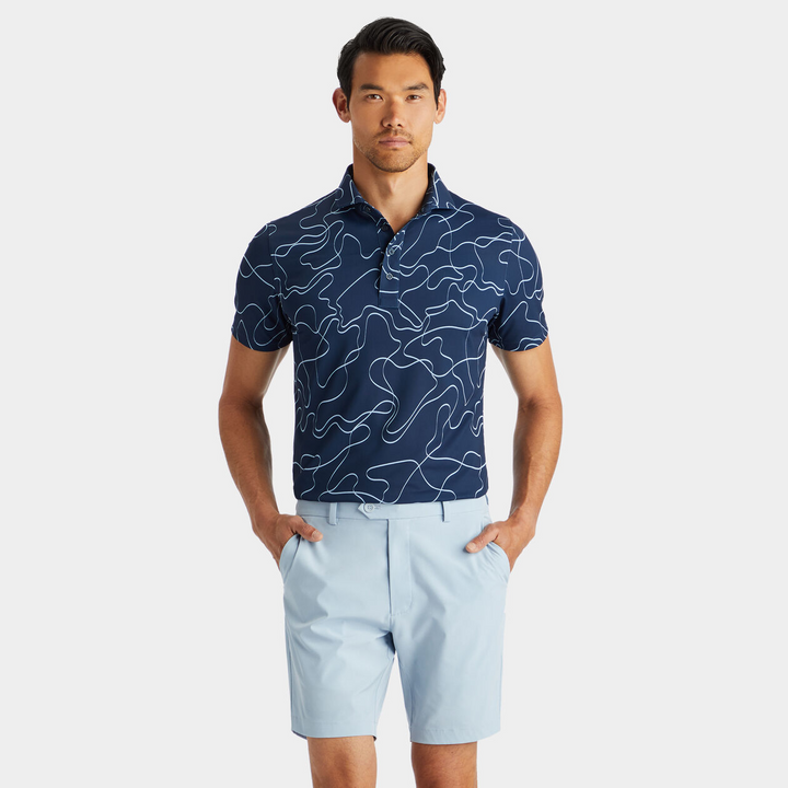 G/FORE MEN'S PENCIL TECH PIQUE MODERN SPREAD COLLAR - INK