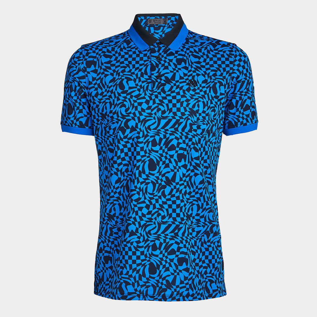 G/FORE MEN'S GEO PRINT BANDED SLEEVE TECH PIQUÉ POLO - RACER
