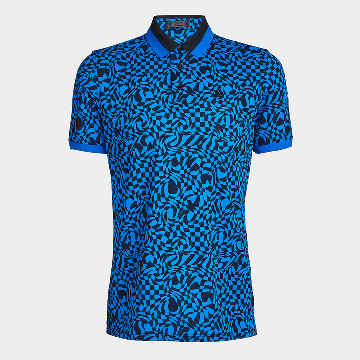 G/FORE MEN'S GEO PRINT BANDED SLEEVE TECH PIQUÉ POLO - RACER