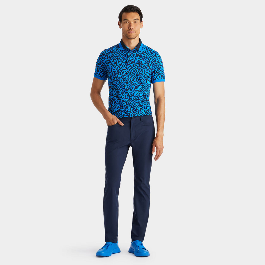 G/FORE MEN'S GEO PRINT BANDED SLEEVE TECH PIQUÉ POLO - RACER