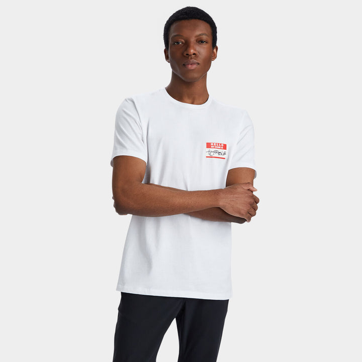 G/Fore Mens Hello My Name Is Cotton Tee - SNOW - Golf Anything Canada