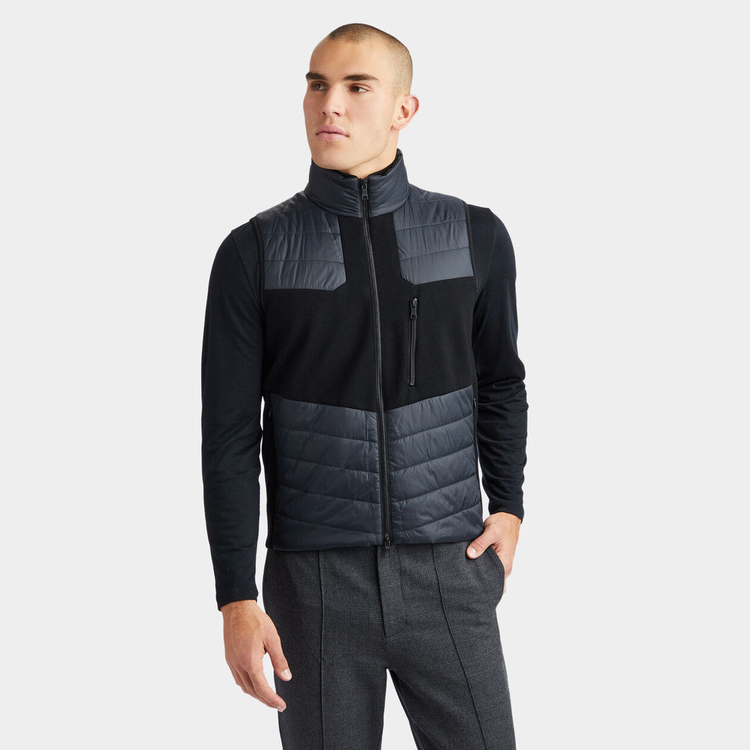 G/FORE MEN'S SKULL & T's MERINO WOOL FULL ZIP VEST - ONYX