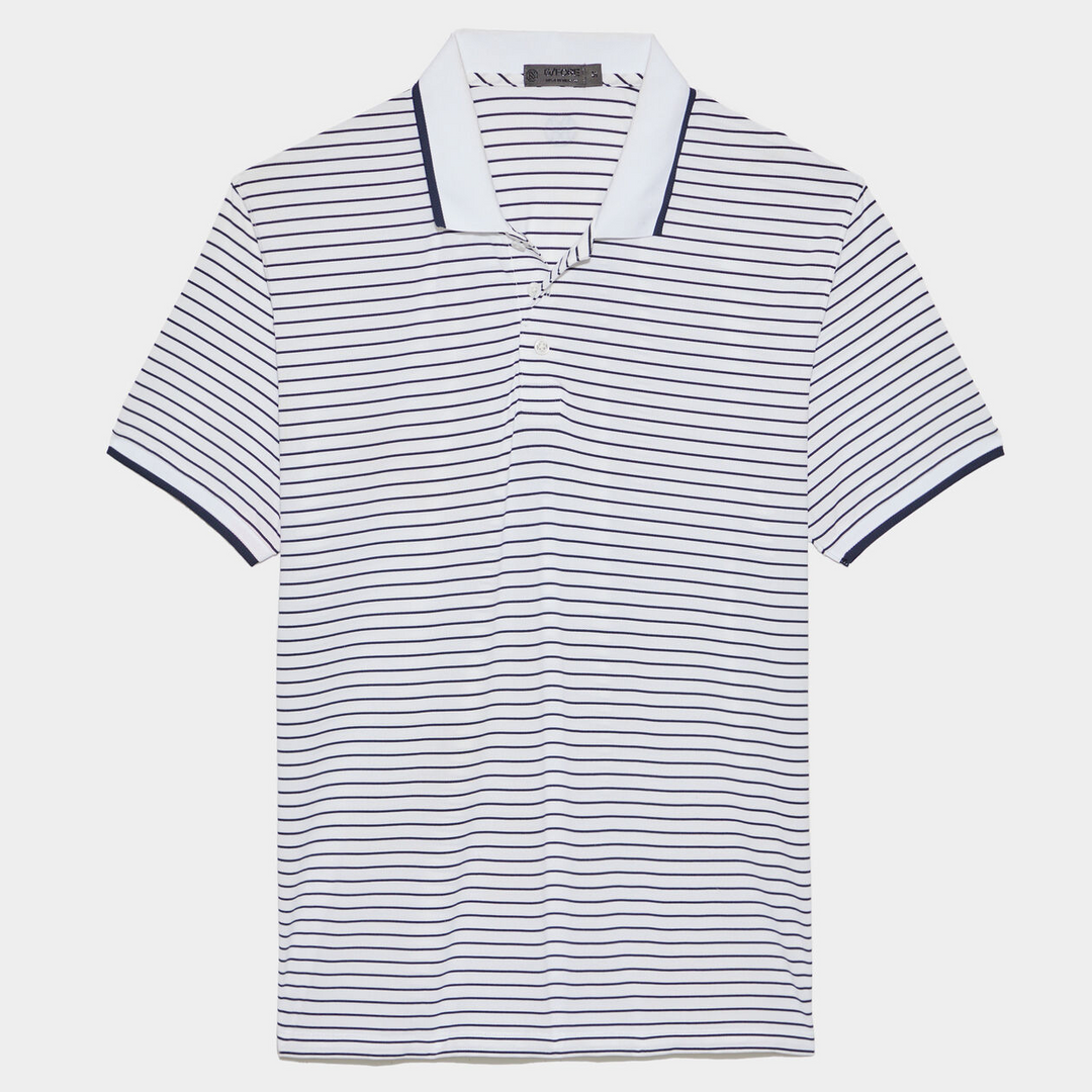 G/FORE MEN'S PIQUE STRIPE POLO - SNOW