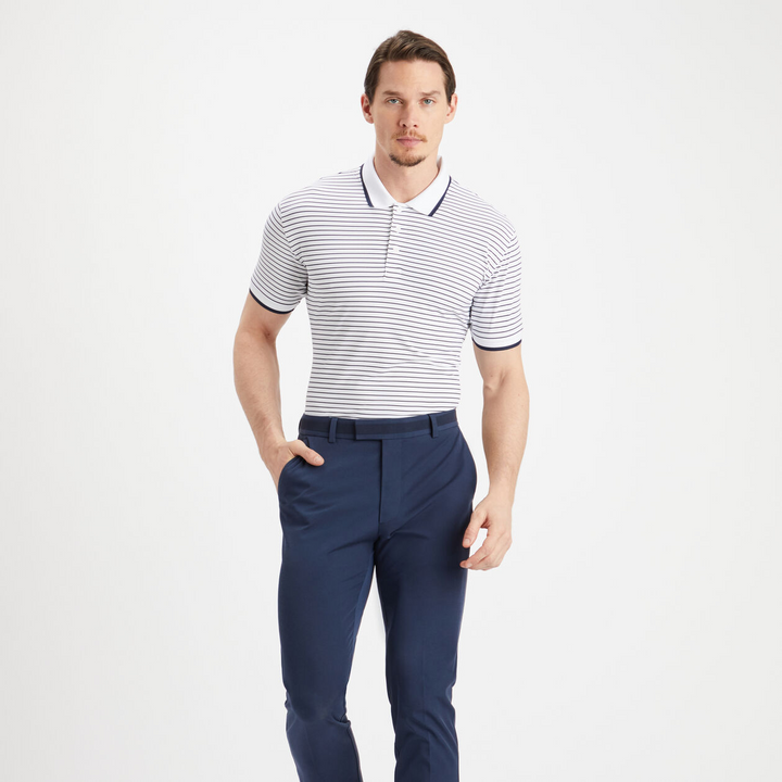 G/FORE MEN'S PIQUE STRIPE POLO - SNOW