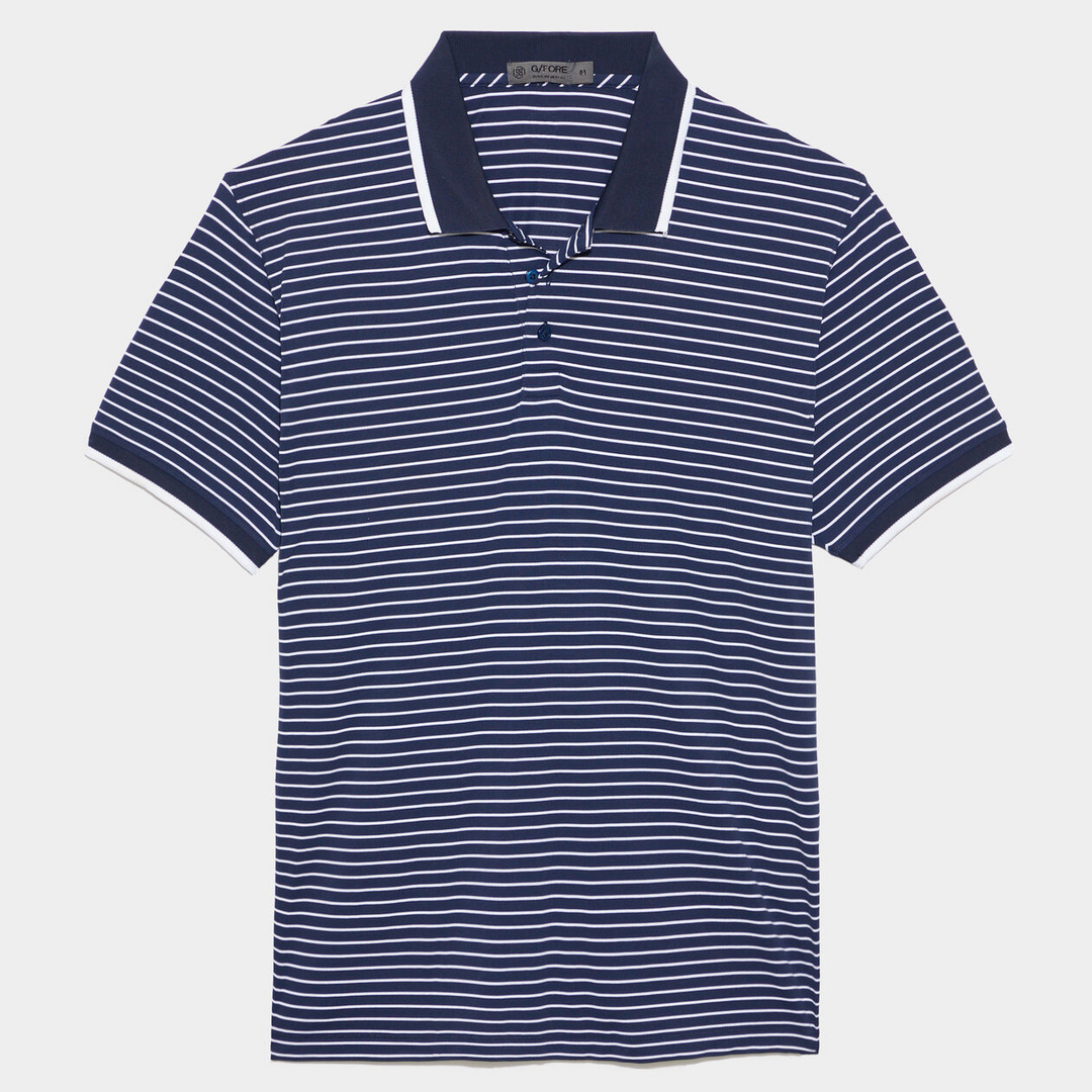 G/FORE MEN'S PIQUE STRIPE POLO - TWILIGHT