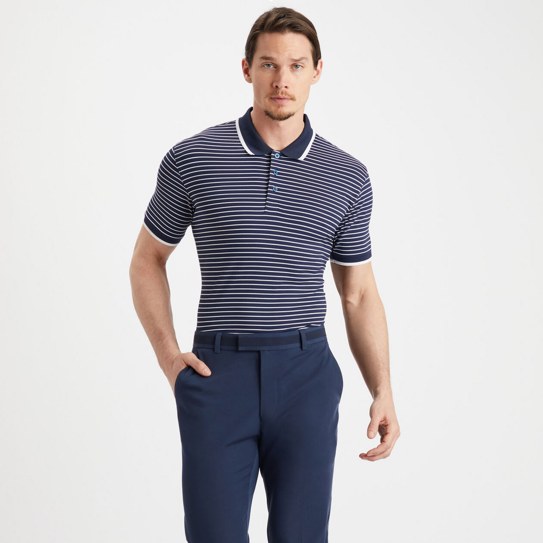 G/FORE MEN'S PIQUE STRIPE POLO - TWILIGHT