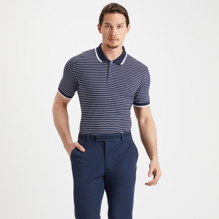 G/FORE MEN'S PIQUE STRIPE POLO - TWILIGHT