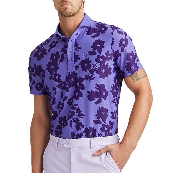 G/FORE MENS CAMO FLORAL TECH PIQUÉ POLO - CANYON