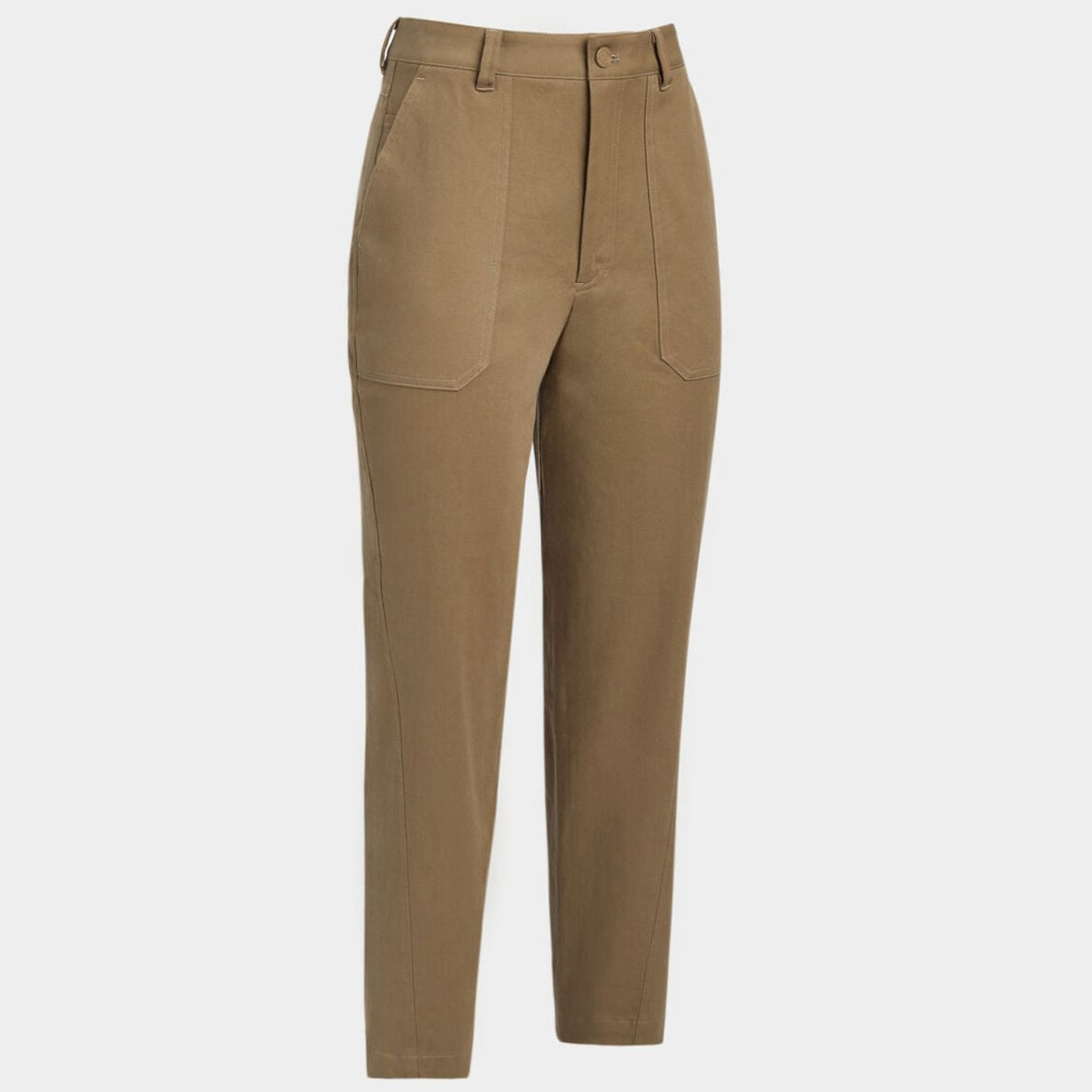 G/FORE WOMEN'S COTTON TWILL HIGH RISE STRAIGHT TAPERED LEG TROUSER - DUNE