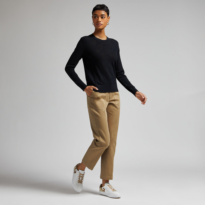 G/FORE WOMEN'S COTTON TWILL HIGH RISE STRAIGHT TAPERED LEG TROUSER - DUNE