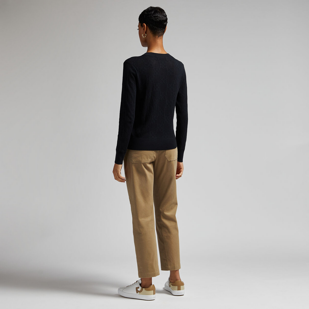 G/FORE WOMEN'S COTTON TWILL HIGH RISE STRAIGHT TAPERED LEG TROUSER - DUNE
