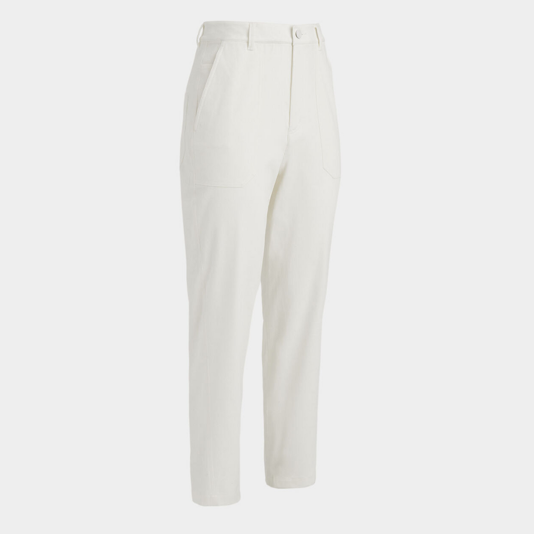 G/FORE WOMEN'S COTTON TWILL HIGH RISE STRAIGHT TAPERED LEG TROUSER - SNOW