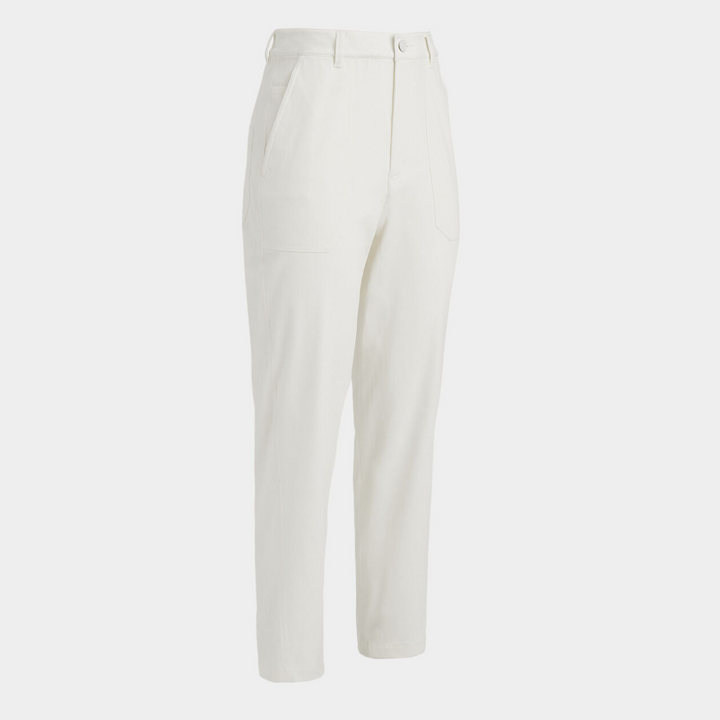 G/FORE WOMEN'S COTTON TWILL HIGH RISE STRAIGHT TAPERED LEG TROUSER - SNOW