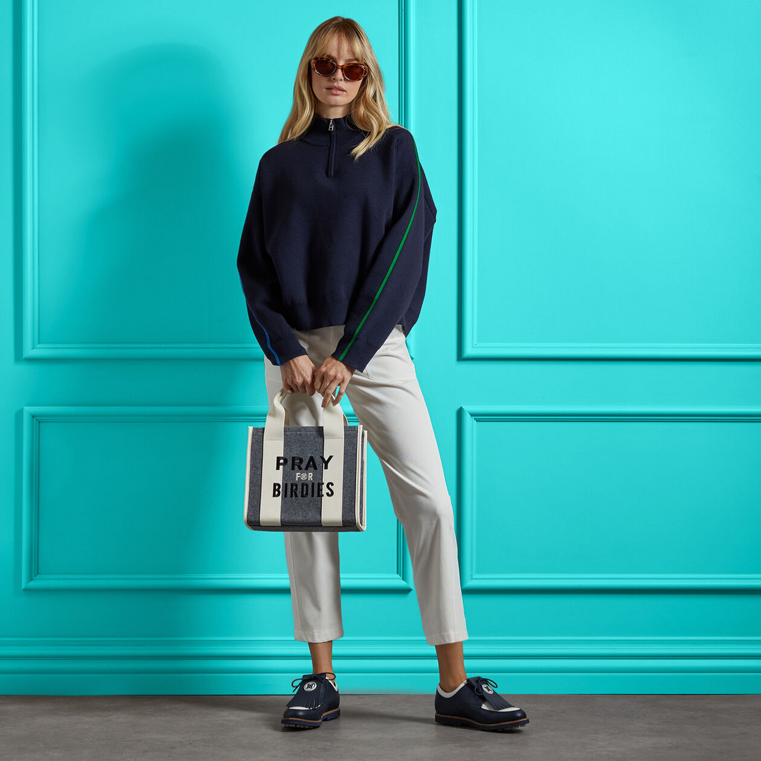 G/FORE WOMEN'S COTTON TWILL HIGH RISE STRAIGHT TAPERED LEG TROUSER - SNOW