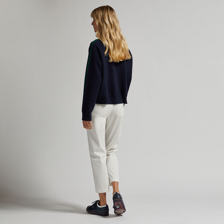 G/FORE WOMEN'S COTTON TWILL HIGH RISE STRAIGHT TAPERED LEG TROUSER - SNOW