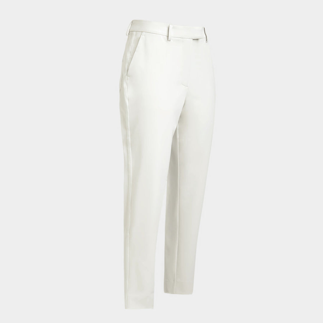 G/FORE WOMENS STRETCH PERFORMANCE TWILL MID RISE STRAIGHT LEG TROUSER - CHALK WHITE