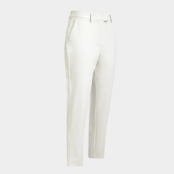 G/FORE WOMENS STRETCH PERFORMANCE TWILL MID RISE STRAIGHT LEG TROUSER - CHALK WHITE