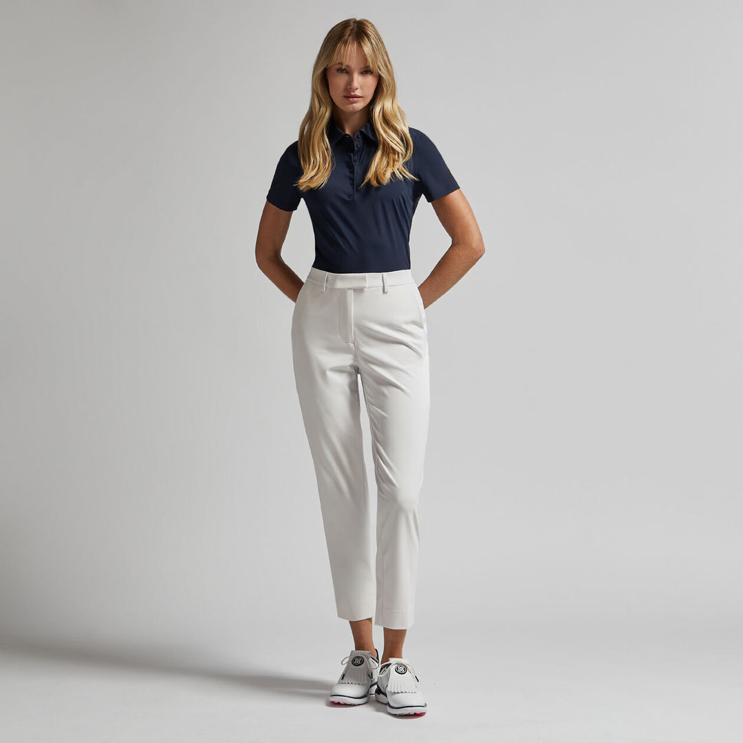 G/FORE WOMENS STRETCH PERFORMANCE TWILL MID RISE STRAIGHT LEG TROUSER - CHALK WHITE
