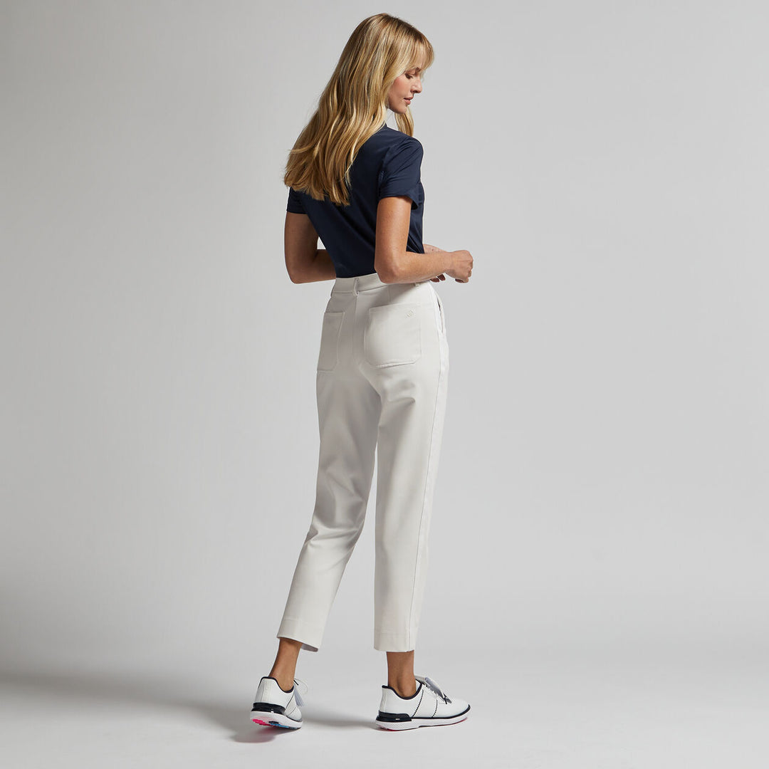 G/FORE WOMENS STRETCH PERFORMANCE TWILL MID RISE STRAIGHT LEG TROUSER - CHALK WHITE