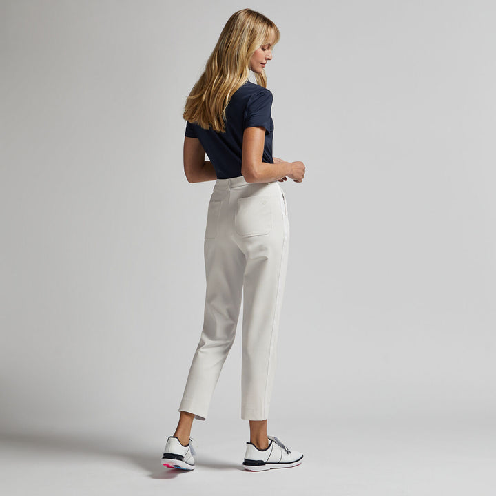 G/FORE WOMENS STRETCH PERFORMANCE TWILL MID RISE STRAIGHT LEG TROUSER - CHALK WHITE