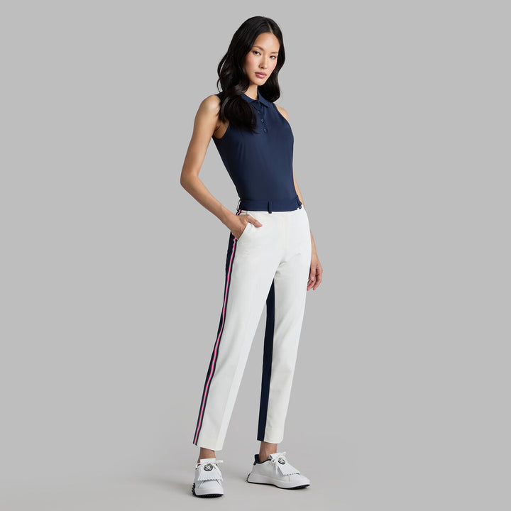 G/FORE WOMEN'S TUX STRETCH PERFORMANCE TWILL STRAIGHT LEG TROUSER - CHALK WHITE / TWILIGHT