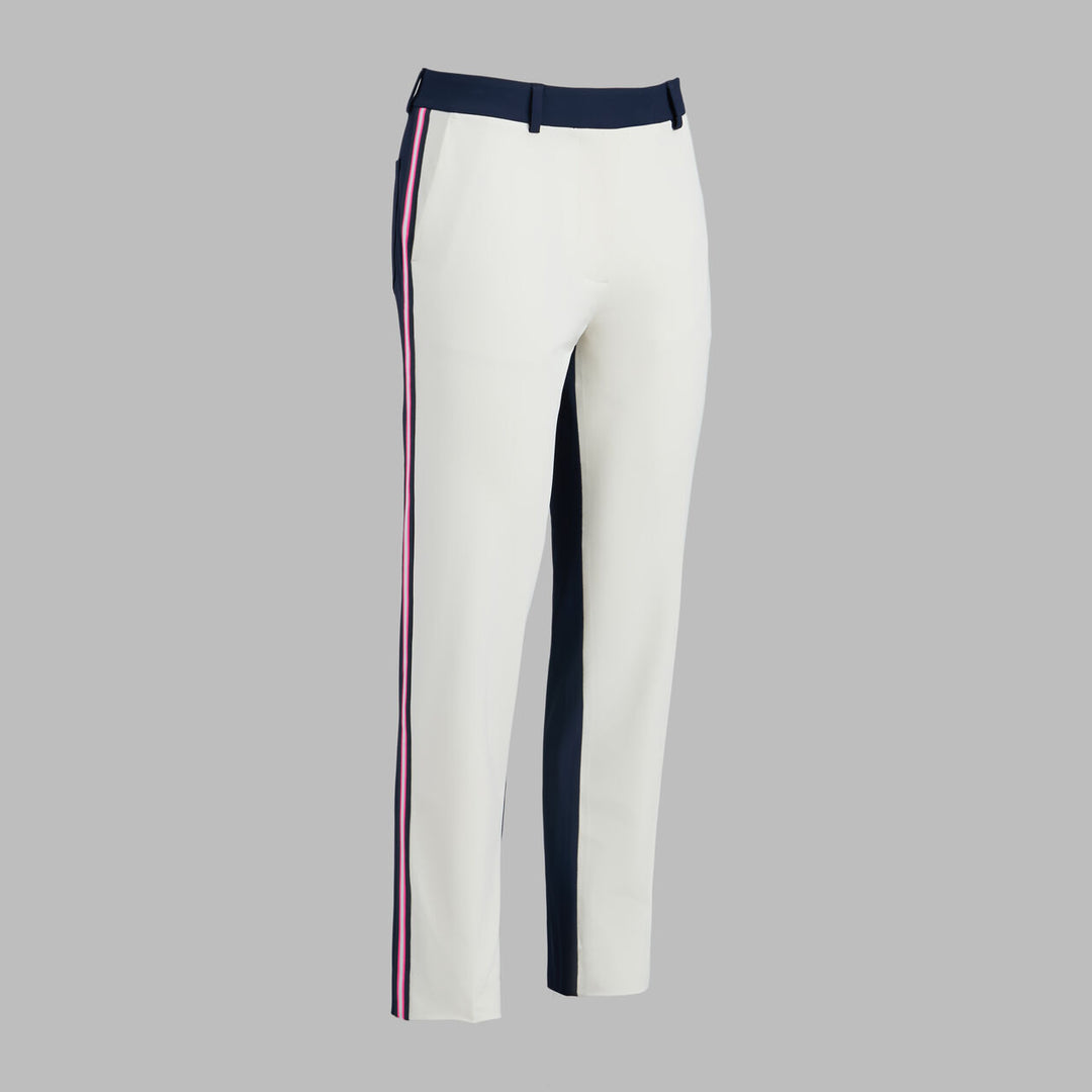 G/FORE WOMEN'S TUX STRETCH PERFORMANCE TWILL STRAIGHT LEG TROUSER - CHALK WHITE / TWILIGHT