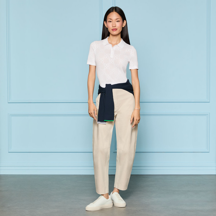 G/FORE WOMEN'S LTD RELEASE STRETCH COTTON GABARDINE BARREL LEG TROUSER - PUMICE