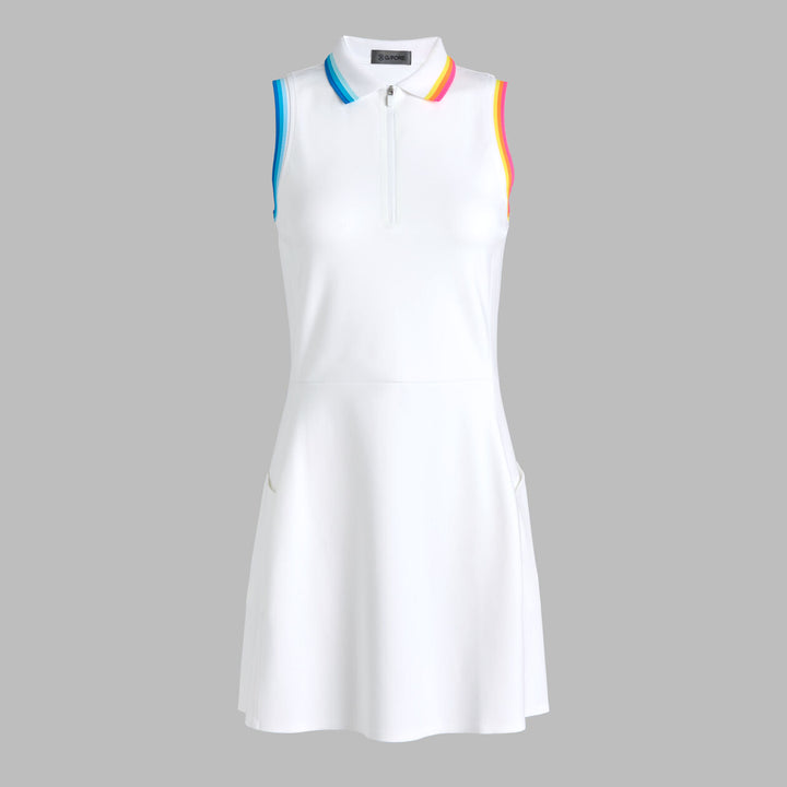 G/FORE WOMEN'S KNOCKOUT A-LINE POLO DRESS - SNOW