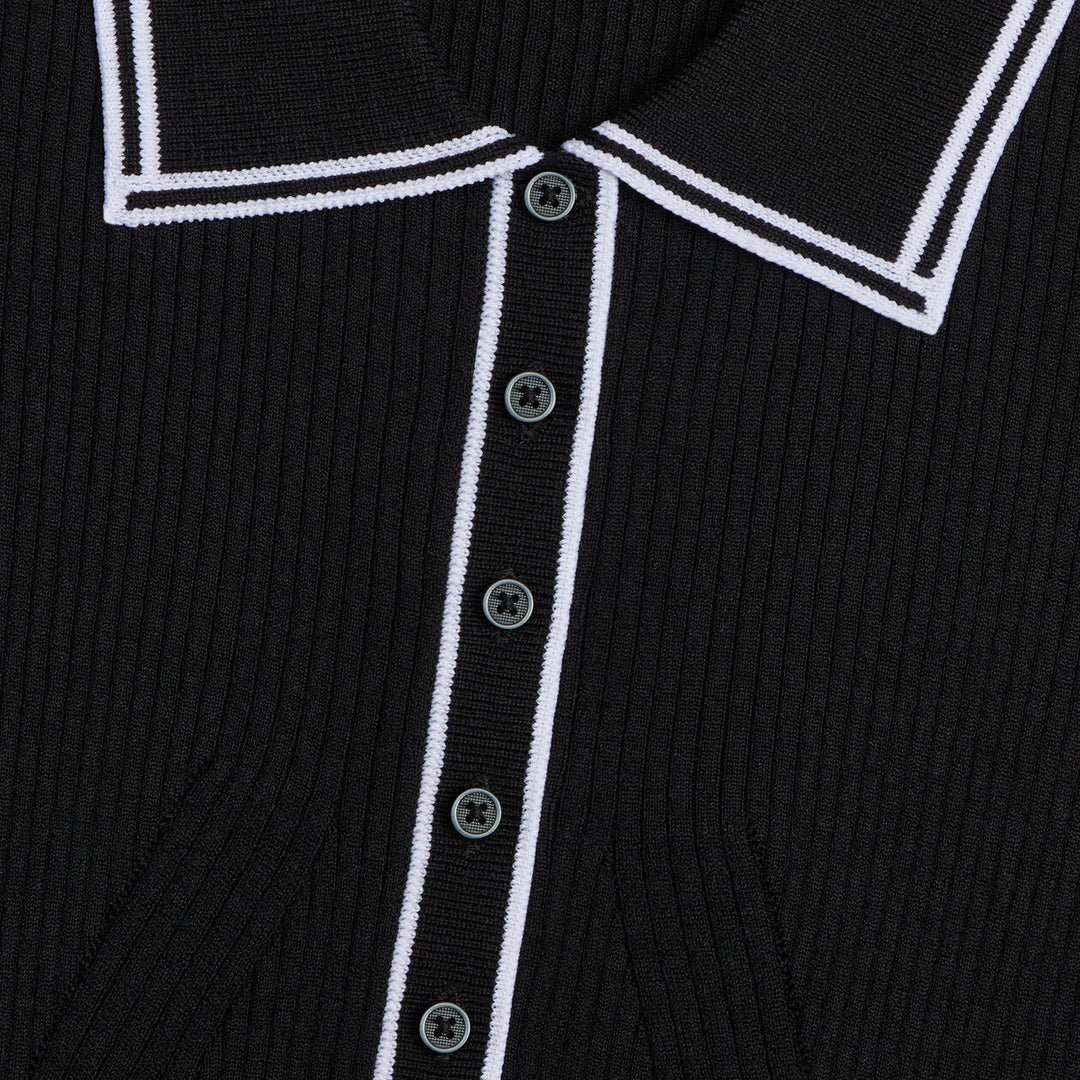 G/FORE WOMEN'S RIBBED MERINO WOOL BLEND POLO DRESS - ONYX